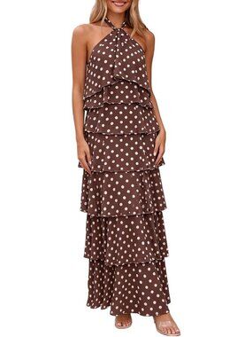 Boho Summer Wedding Guest Dress - Long Flowy Formal Maxi Dress for Women